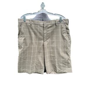 Nike Golf men's 36  tan stripe plaid chino shorts quick dry material